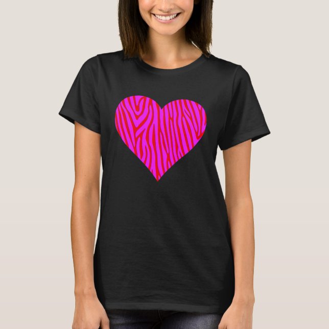 Zebra Print Heart Love Graphic Cute Valentines Day T Shirt (Framsida)