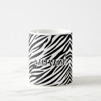 Zebra Print Mug with “Sauvage” Text Kaffemugg
