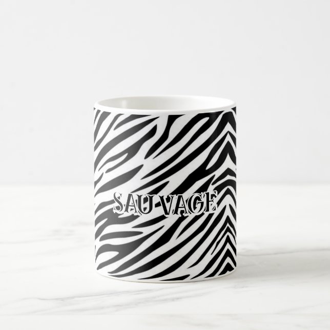 Zebra Print Mug with “Sauvage” Text Kaffemugg (Center)
