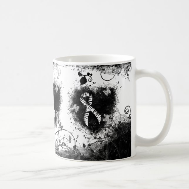 Zebra Print Ribbon Grunge Heart Kaffemugg (Höger)