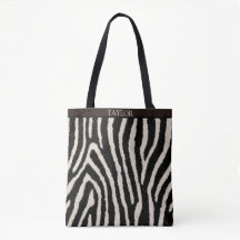 Zebra Print Tote Bag with Custom Name