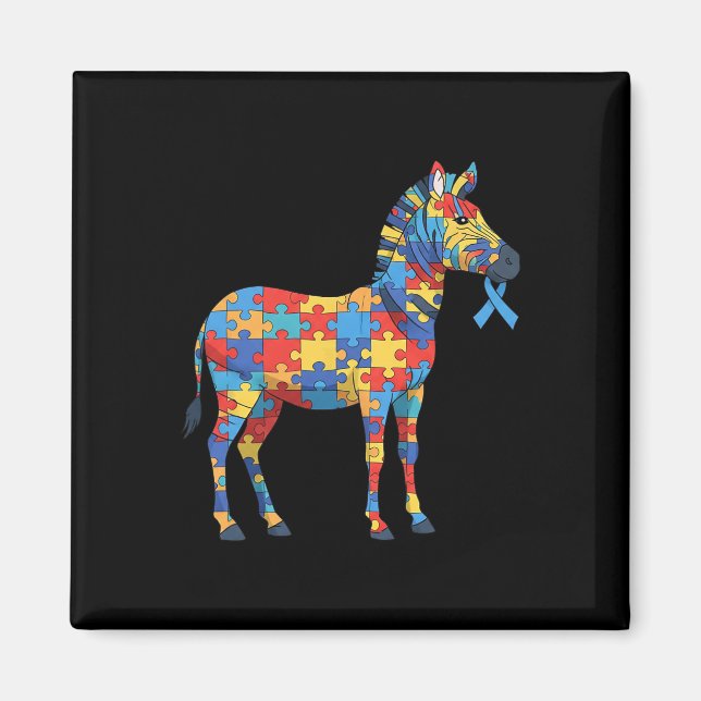 Zebra Pussel Autism Medvetenhet Autistisk Kvinnors Magnet (Framsidan)