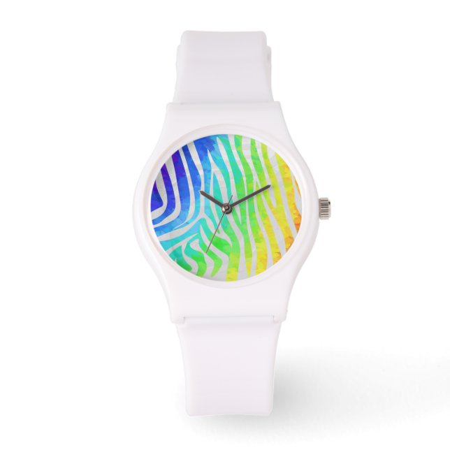 Zebra Rainbow och White Print Armbandsur (Framsida)