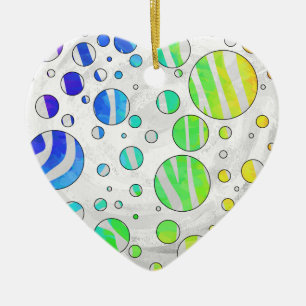 Zebra Rainbow och White Print Julgransprydnad Keramik
