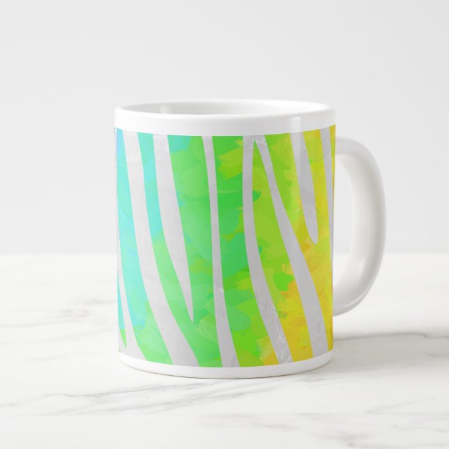 Zebra Rainbow och White Print Jumbo Mugg (Framsida höger)