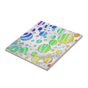 Zebra Rainbow och White Print Kakelplatta