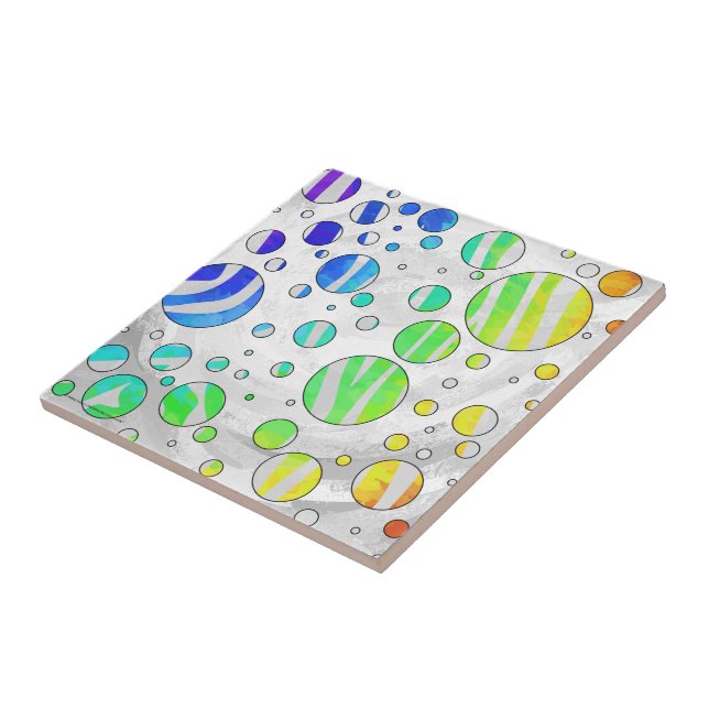 Zebra Rainbow och White Print Kakelplatta (Sidan)