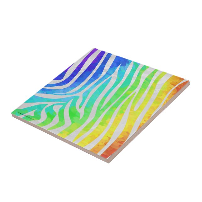 Zebra Rainbow och White Print Kakelplatta (Sidan)