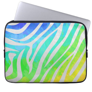 Zebra Rainbow och White Print Laptop Fodral