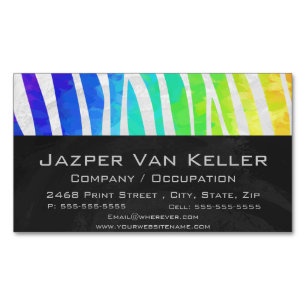 Zebra Rainbow och White Print Magnetiska Visitkort