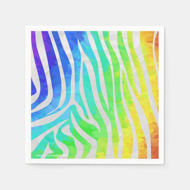 Zebra Rainbow och White Print Pappersservett (Framsidan)