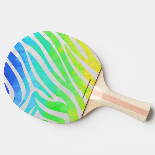 Zebra Rainbow och White Print Pingisracket (Sidan)