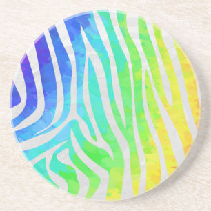 Zebra Rainbow och White Print Underlägg Sandsten