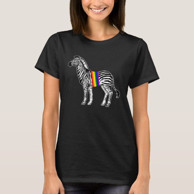 Zebra Rainbow Pride  DNA Pride LGBT T Shirt (Framsida)