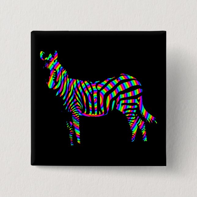 Zebra Rainbow Silhouette Button Badge Pin Knapp (Framsida)