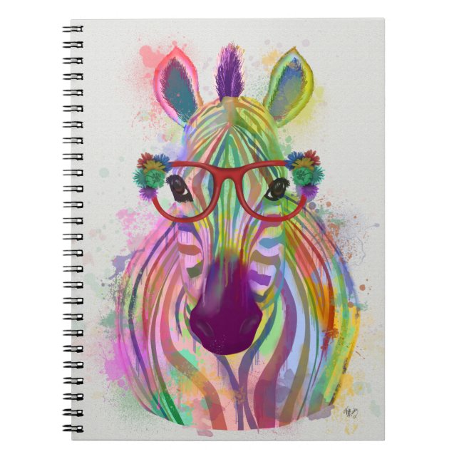 Zebra Rainbow Stänk Anteckningsbok (Framsidan)