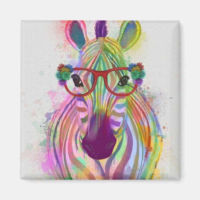 Zebra Rainbow Stänk Magnet (Framsidan)