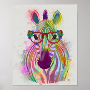 Zebra Rainbow Stänk Poster
