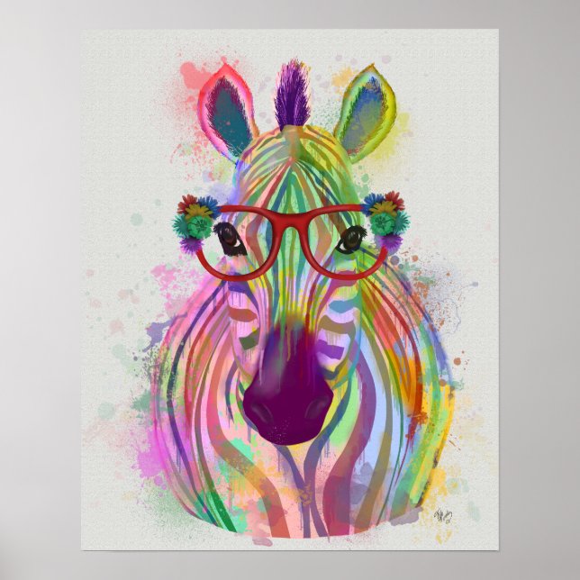 Zebra Rainbow Stänk Poster (Framsidan)