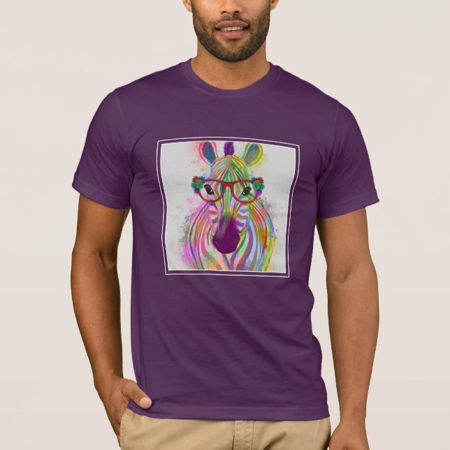 Zebra Rainbow Stänk T Shirt (Framsida)