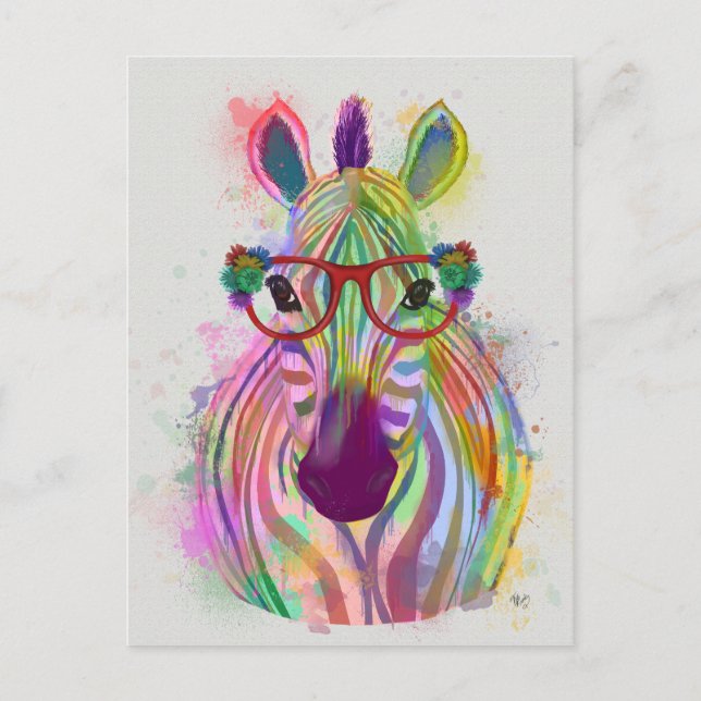 Zebra Rainbow Stänk Vykort (Framsida)