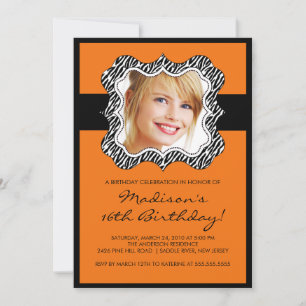 Zebra Ram Photo Sweet sixteen Birthday Inledning Inbjudningar