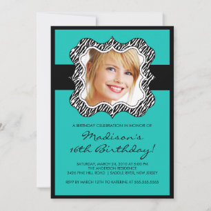 Zebra Ram Photo Sweet sixteen Birthday Inledning Inbjudningar