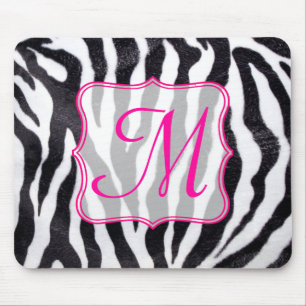 Zebra Rand Animal Monogram Initial Mouse Pad Musmatta