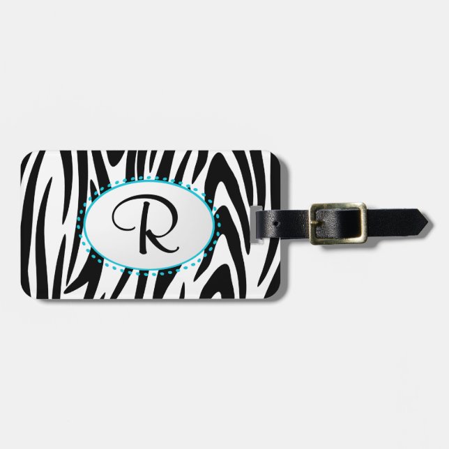 Zebra Rand Monogram Bagagebricka (Horisontell Framsida)