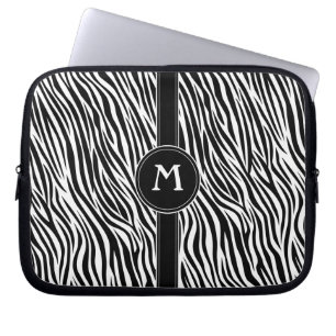Zebra Rand Mönster med Monogram Laptop Fodral