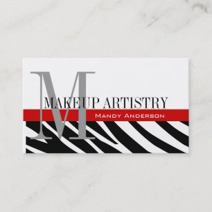 Zebra Rand Mönster Monogram - konst. Visitkort
