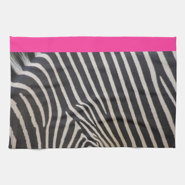 zebra rand och rosa kökshandduk (Horisontell)