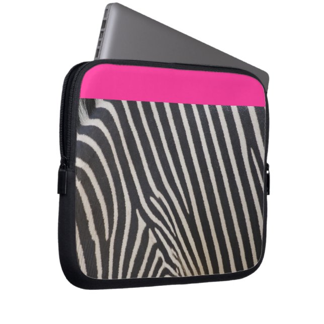 zebra rand och rosa laptop sleeve (Framsidan Höger)