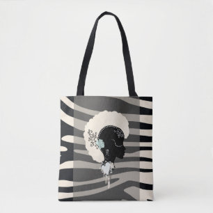 Zebra rand safari (djur), afro punk Tote Tygkasse