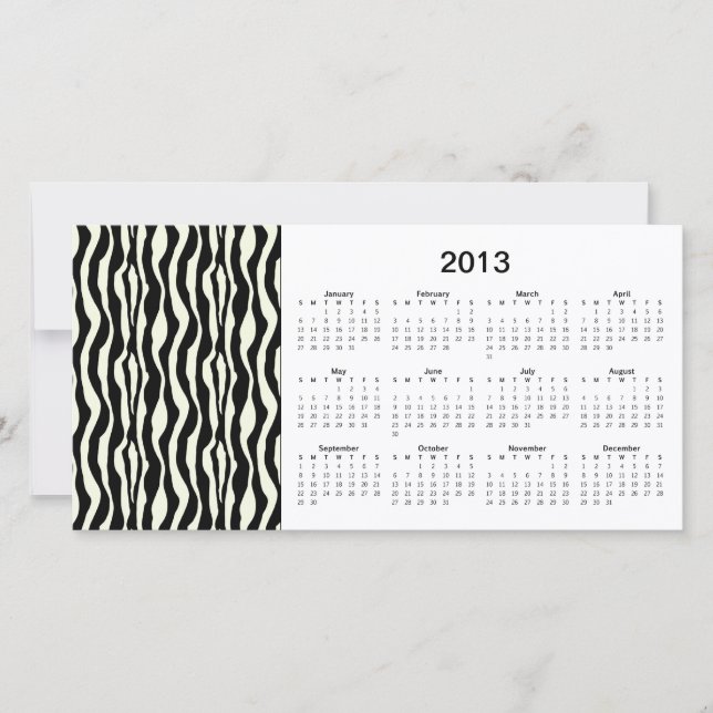 Zebra ränder 2013-kalenderfotokort (Framsida)