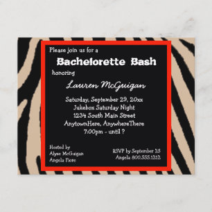 Zebra ränder Bachelorette Party-inbjudan Inbjudningar