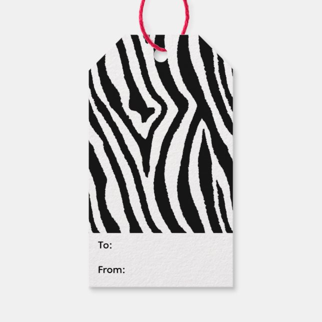 Zebra ränder Black & White | Bold Safari Presentetikett (Baksidan)