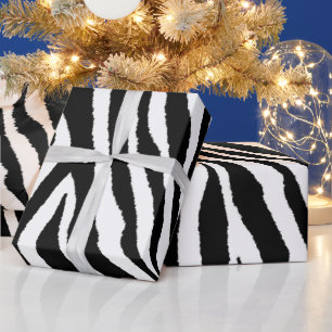 Zebra ränder Black & White Bold Safari Presentpapper