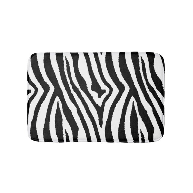 Zebra ränder Black & White | Safari Animal Print Badrumsmatta (Framsidan)
