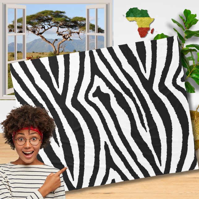 Zebra ränder Black & White | Safari Animal Print Fleecefilt (Skapare uppladdad)