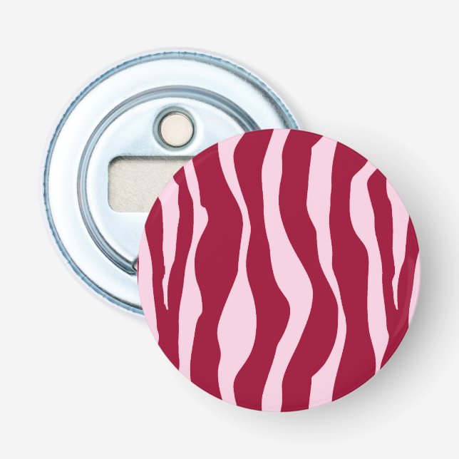 Zebra ränder - Burgundy och Rosa Flasköppnare (Framsidan)