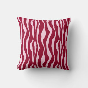 Zebra ränder - Burgundy och Rosa Kudde