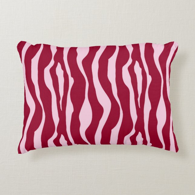 Zebra ränder - Burgundy och Rosa Prydnadskudde (Framsidan)