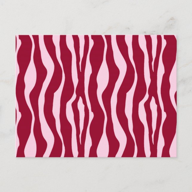 Zebra ränder - Burgundy och Rosa Vykort (Framsida)