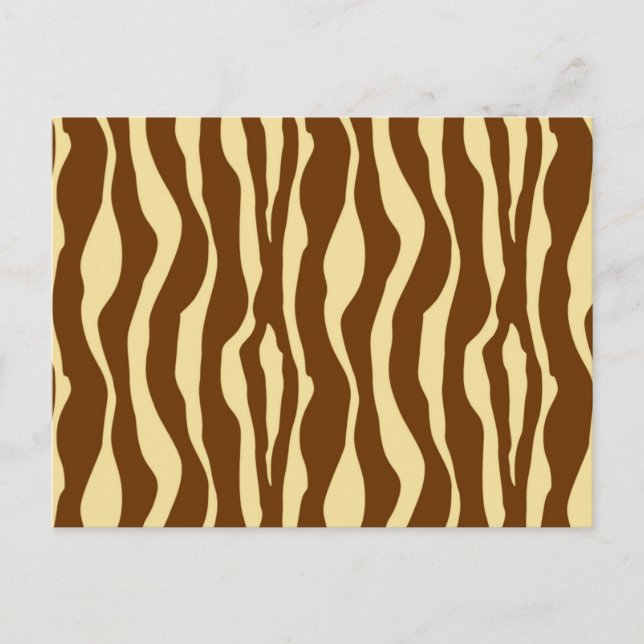 Zebra ränder - Choklad Brown och Camel Tan Vykort (Framsida)