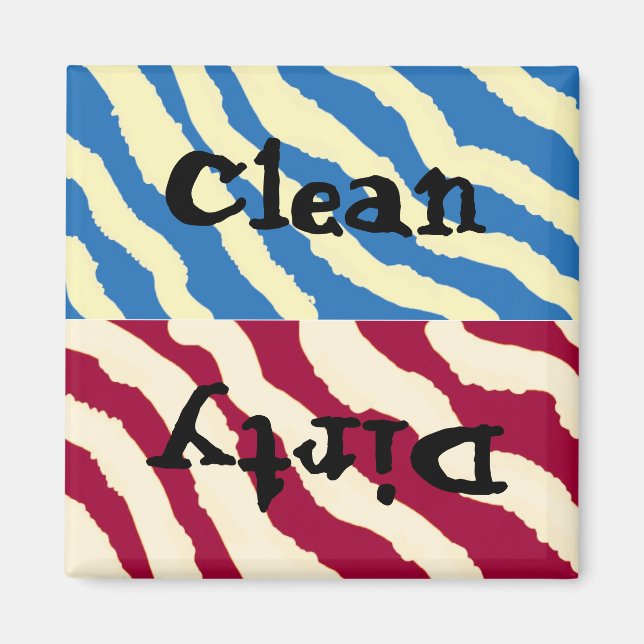 Zebra ränder Clean och Dirty Magnet (Framsidan)