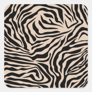 Zebra ränder Cream Beige Black Vild Animal Print Fyrkantigt Klistermärke