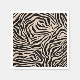 zebra ränder Cream Beige Black Vild Animal Print Pappersservett