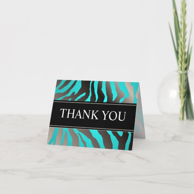 Zebra ränder/DIY färg, Aqua/Tackkort Cards Tack Kort (Framsida)