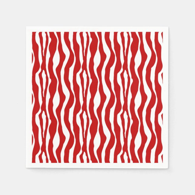 Zebra ränder - Djuprött och vitt Pappersservett (Framsidan)